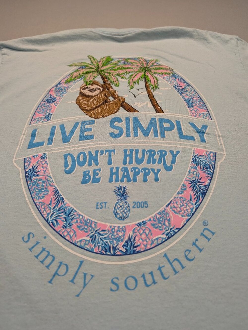 Simply Southern Live Simply Sloth Tropical Graphic Tee Large